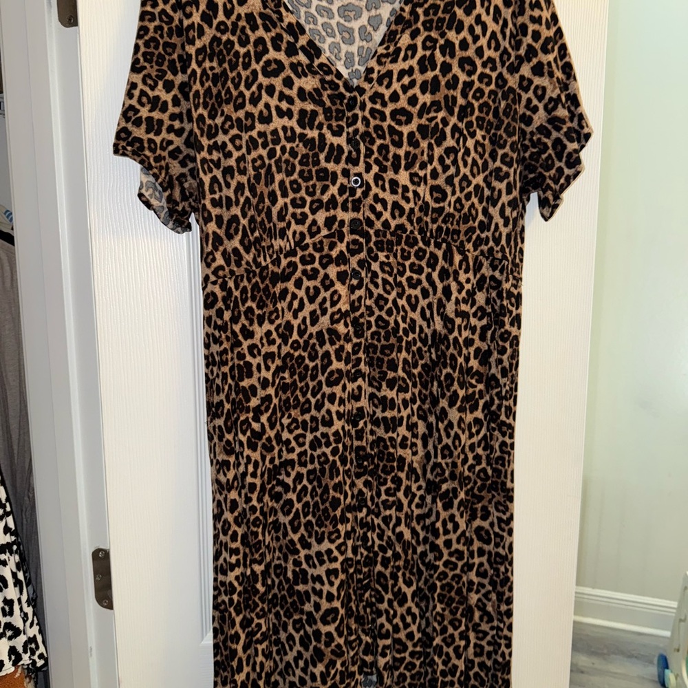 Leopard Print Button-Down Dress